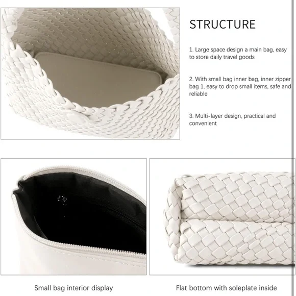 Elegant Cream Woven Women's Bag - Picture 14 of 14